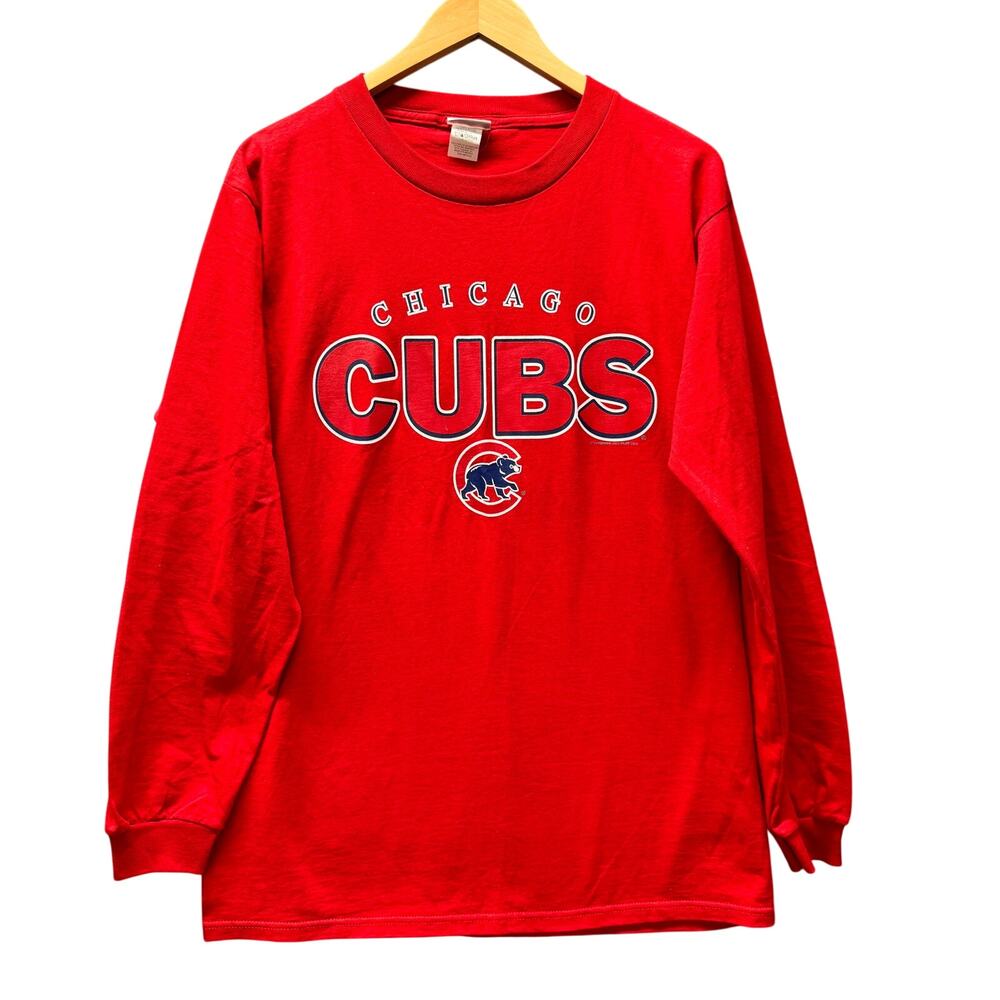 Vintage Chicago Cubs T-Shirt Mens Medium Red‎ Long Sleeve 2004 CSA Baseball Tee